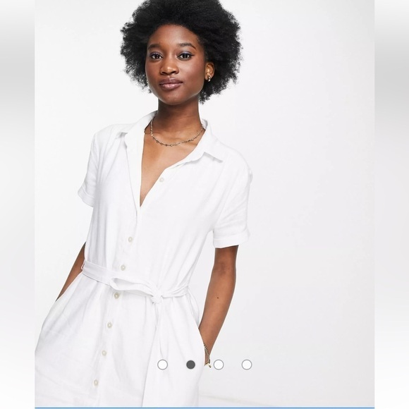 EUC Abercrombie & Fitch shirt dress in white Size Large Petite Linen Blend - Picture 2 of 9